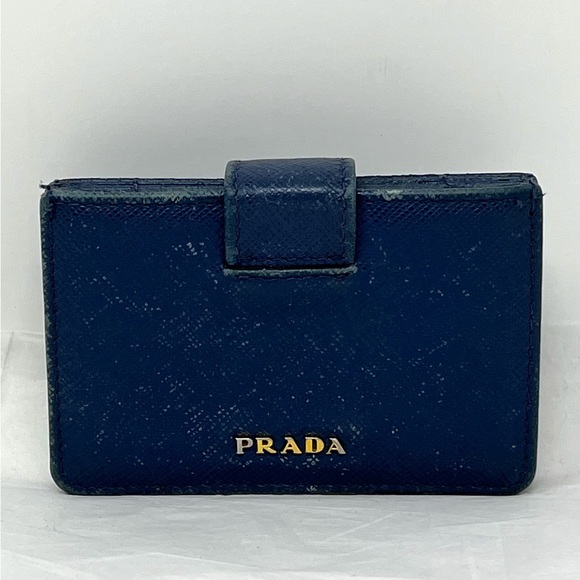 Prada Blue Saffiano Accordion 5 Slot Card Wallet - Picture 3 of 7